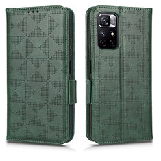 Leather Case Stands Flip Cover Holder C02X for Xiaomi Redmi Note 11 5G Green