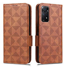 Leather Case Stands Flip Cover Holder C02X for Xiaomi Redmi Note 11 Pro 4G Brown