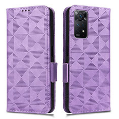 Leather Case Stands Flip Cover Holder C02X for Xiaomi Redmi Note 11 Pro 5G Purple