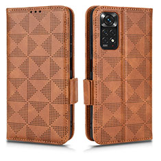 Leather Case Stands Flip Cover Holder C02X for Xiaomi Redmi Note 11S 4G Brown