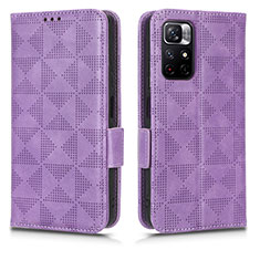 Leather Case Stands Flip Cover Holder C02X for Xiaomi Redmi Note 11S 5G Purple