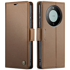 Leather Case Stands Flip Cover Holder C03S for Huawei Mate 60 Brown