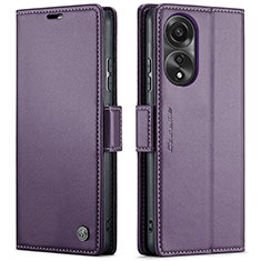 Leather Case Stands Flip Cover Holder C03S for Oppo A78 4G Purple