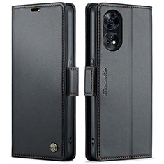 Leather Case Stands Flip Cover Holder C03S for Oppo Reno8 T 4G Black