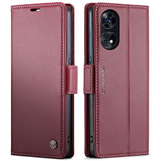 Leather Case Stands Flip Cover Holder C03S for Oppo Reno8 T 4G Red