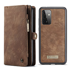 Leather Case Stands Flip Cover Holder C03S for Samsung Galaxy A72 4G Brown