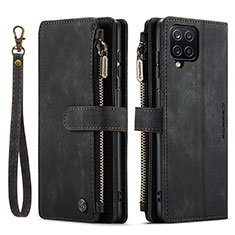 Leather Case Stands Flip Cover Holder C03S for Samsung Galaxy M12 Black