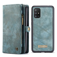 Leather Case Stands Flip Cover Holder C03S for Samsung Galaxy M40S Blue