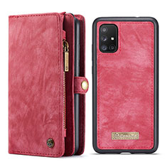 Leather Case Stands Flip Cover Holder C03S for Samsung Galaxy M40S Red