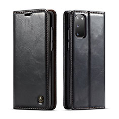 Leather Case Stands Flip Cover Holder C03S for Samsung Galaxy S20 Black