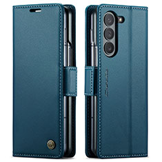 Leather Case Stands Flip Cover Holder C03S for Samsung Galaxy Z Fold5 5G Blue