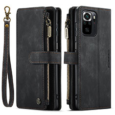 Leather Case Stands Flip Cover Holder C03S for Xiaomi Redmi Note 10 4G Black