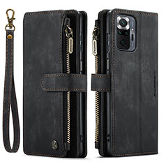 Leather Case Stands Flip Cover Holder C03S for Xiaomi Redmi Note 10 Pro 4G Black