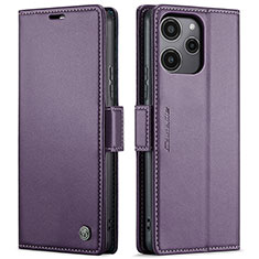 Leather Case Stands Flip Cover Holder C03S for Xiaomi Redmi Note 12R 5G Purple