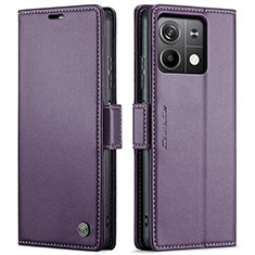 Leather Case Stands Flip Cover Holder C03S for Xiaomi Redmi Note 13 5G Purple