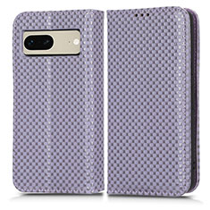 Leather Case Stands Flip Cover Holder C03X for Google Pixel 7 5G Purple