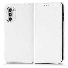 Leather Case Stands Flip Cover Holder C03X for Motorola Moto G71s 5G White