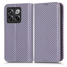 Leather Case Stands Flip Cover Holder C03X for OnePlus 10T 5G Purple