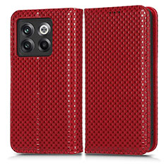 Leather Case Stands Flip Cover Holder C03X for OnePlus 10T 5G Red