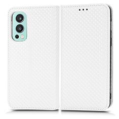 Leather Case Stands Flip Cover Holder C03X for OnePlus Nord 2 5G White