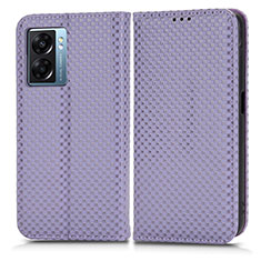 Leather Case Stands Flip Cover Holder C03X for Oppo A77 5G Purple