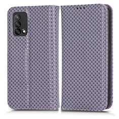 Leather Case Stands Flip Cover Holder C03X for Oppo F19 Purple
