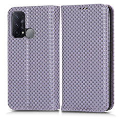 Leather Case Stands Flip Cover Holder C03X for Oppo Reno5 A Purple