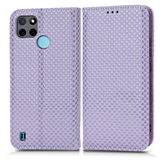 Leather Case Stands Flip Cover Holder C03X for Realme C21Y Purple