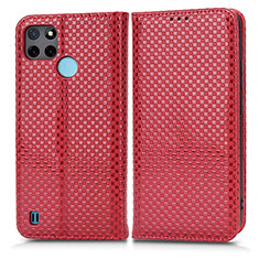 Leather Case Stands Flip Cover Holder C03X for Realme C25Y Red