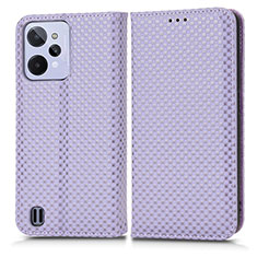 Leather Case Stands Flip Cover Holder C03X for Realme C31 Purple