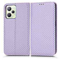 Leather Case Stands Flip Cover Holder C03X for Realme C35 Purple