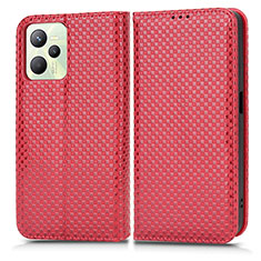 Leather Case Stands Flip Cover Holder C03X for Realme C35 Red