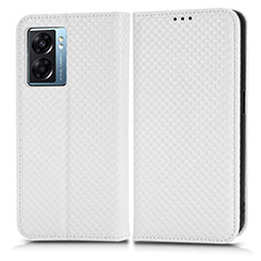 Leather Case Stands Flip Cover Holder C03X for Realme Q5i 5G White