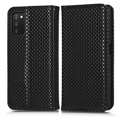 Leather Case Stands Flip Cover Holder C03X for Samsung Galaxy A02s Black