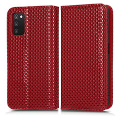 Leather Case Stands Flip Cover Holder C03X for Samsung Galaxy A02s Red