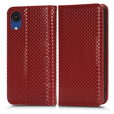 Leather Case Stands Flip Cover Holder C03X for Samsung Galaxy A03 Core Red