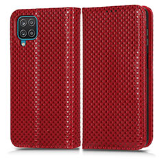 Leather Case Stands Flip Cover Holder C03X for Samsung Galaxy A12 5G Red