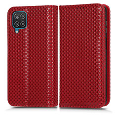 Leather Case Stands Flip Cover Holder C03X for Samsung Galaxy A12 Red