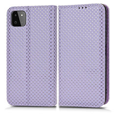 Leather Case Stands Flip Cover Holder C03X for Samsung Galaxy F42 5G Purple