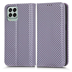 Leather Case Stands Flip Cover Holder C03X for Samsung Galaxy M33 5G Purple