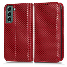 Leather Case Stands Flip Cover Holder C03X for Samsung Galaxy S22 5G Red