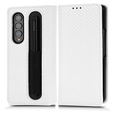 Leather Case Stands Flip Cover Holder C03X for Samsung Galaxy Z Fold3 5G White