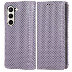 Leather Case Stands Flip Cover Holder C03X for Samsung Galaxy Z Fold5 5G Purple