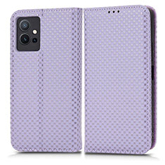 Leather Case Stands Flip Cover Holder C03X for Vivo iQOO Z6 5G Purple