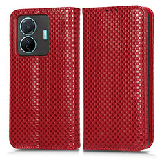 Leather Case Stands Flip Cover Holder C03X for Vivo T1 Pro 5G Red