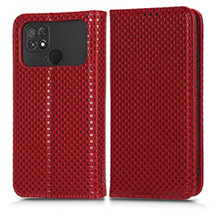 Leather Case Stands Flip Cover Holder C03X for Xiaomi Poco C40 Red