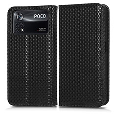 Leather Case Stands Flip Cover Holder C03X for Xiaomi Poco X4 Pro 5G Black