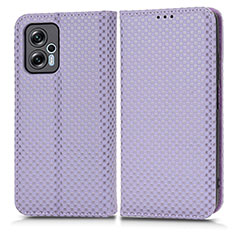 Leather Case Stands Flip Cover Holder C03X for Xiaomi Redmi Note 11T Pro+ Plus 5G Purple