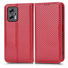 Leather Case Stands Flip Cover Holder C03X for Xiaomi Redmi Note 12T Pro 5G Red