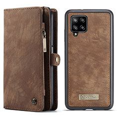 Leather Case Stands Flip Cover Holder C04S for Samsung Galaxy A12 5G Brown